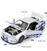 1:24 Scale Die-Cast Sports Car Model with Sound, Light & Opening Doors – Pull Back Toy Car