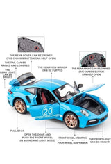 1:32 Scale Die-Cast Sports Car Toy with Light, Sound, Pull-Back Action & Opening Doors